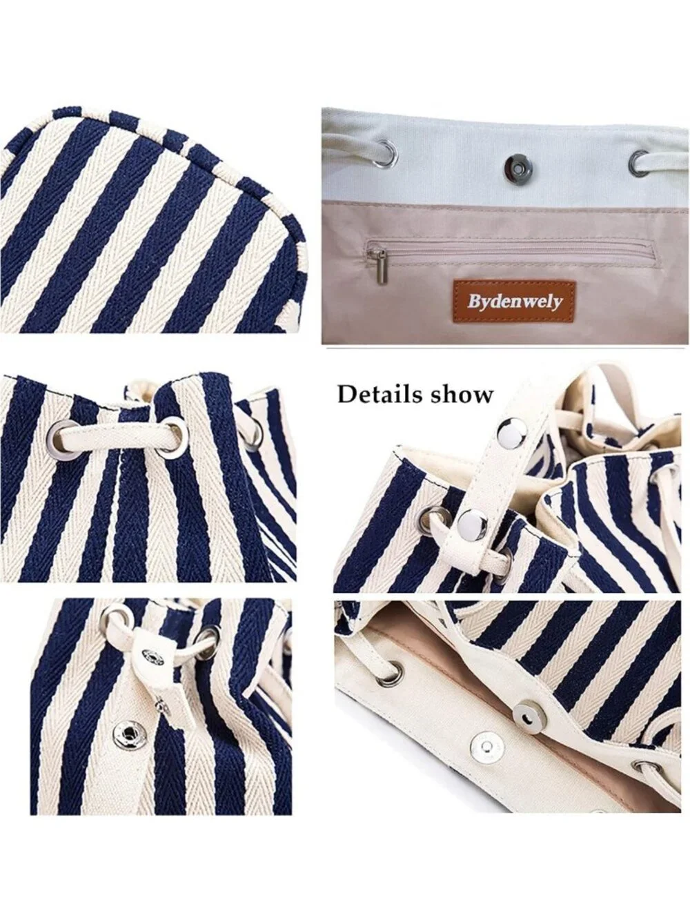Stylish Striped Canvas Tote Bag with Adjustable Strap | Perfect for Beach